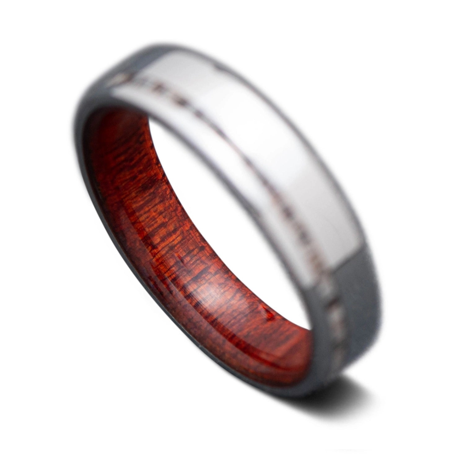 Back of Titanium Core Ring with Deer Antler inlay and Bloodwood inner sleeve, 5mm -THE SHIFT